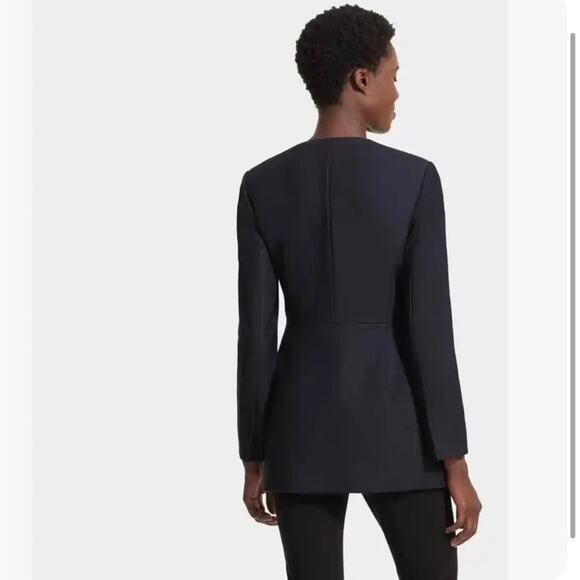 MM Lafleur Carmen Jacket Sharkskin Ink Wool Blend Blazer Size 6 - Picture 2 of 12